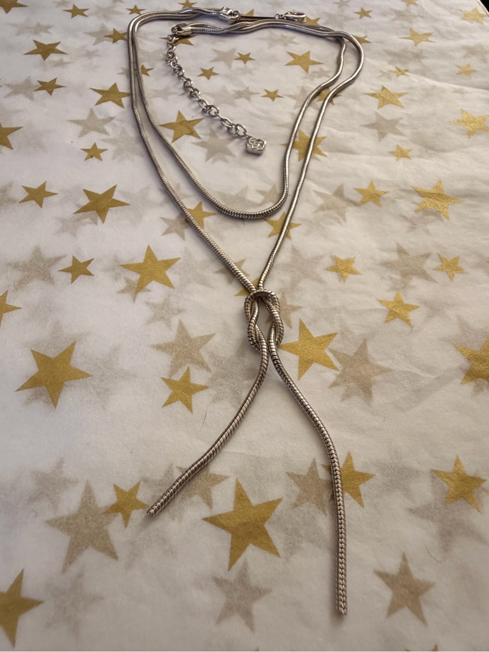 Kendra Scott Silver Multi-Layer Knot Lariat Necklace